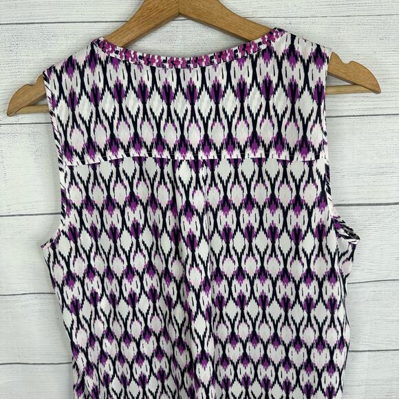 NYDJ Womens size Small IKAT Sleeveless Embroidered Tie Front Blouse Top - Picture 6 of 7